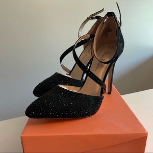 Black De Blossom Rhinestone Stiletto Heel